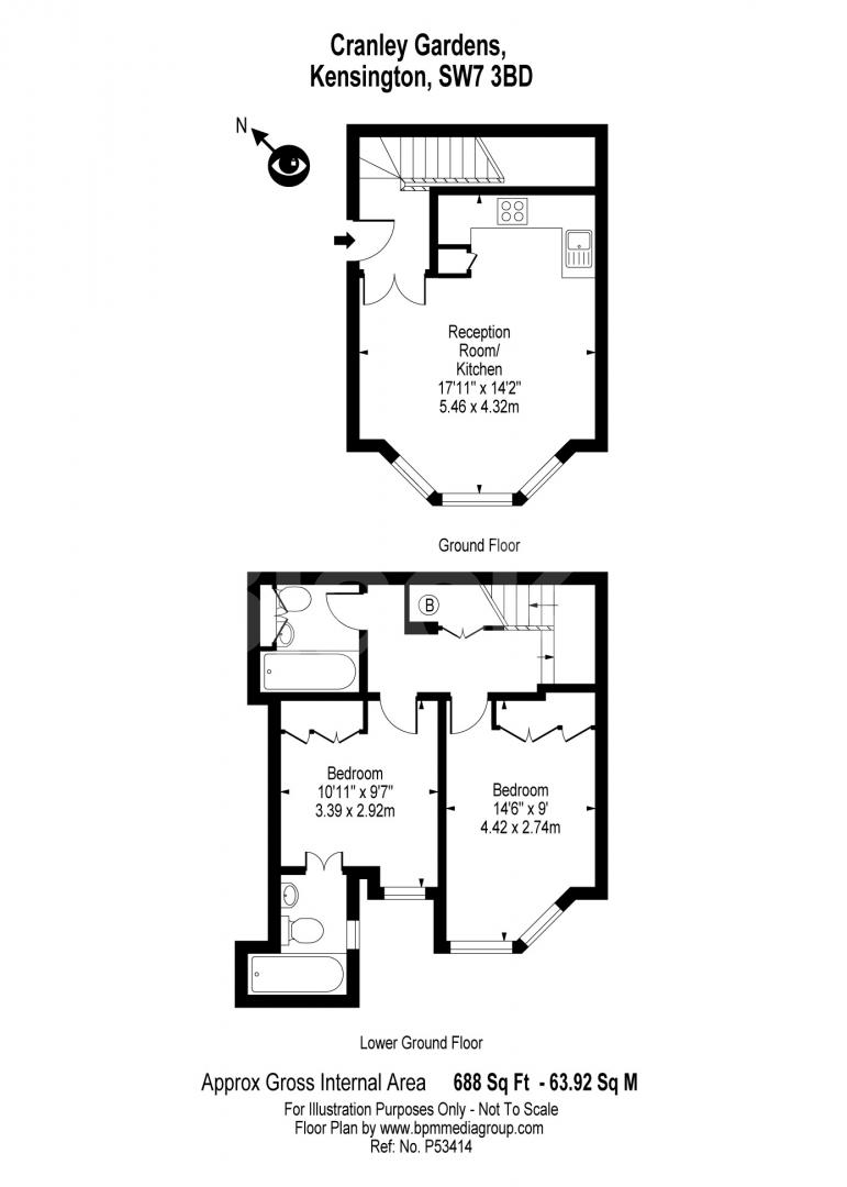 			NEW INSTRUCTION, 2 Bedroom, 1 bath, 1 reception Maisonette			 Cranley Gardens, South Kensington/Gloucester Road